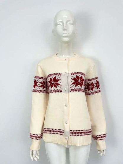 Snowflake Christmas Cardigan Sweater Single Breasted Jacket