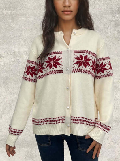 Snowflake Christmas Cardigan Sweater Single Breasted Jacket