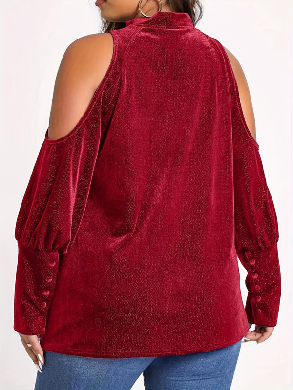 Christmas New Year holiday new style sequined v-neck loose long-sleeved top