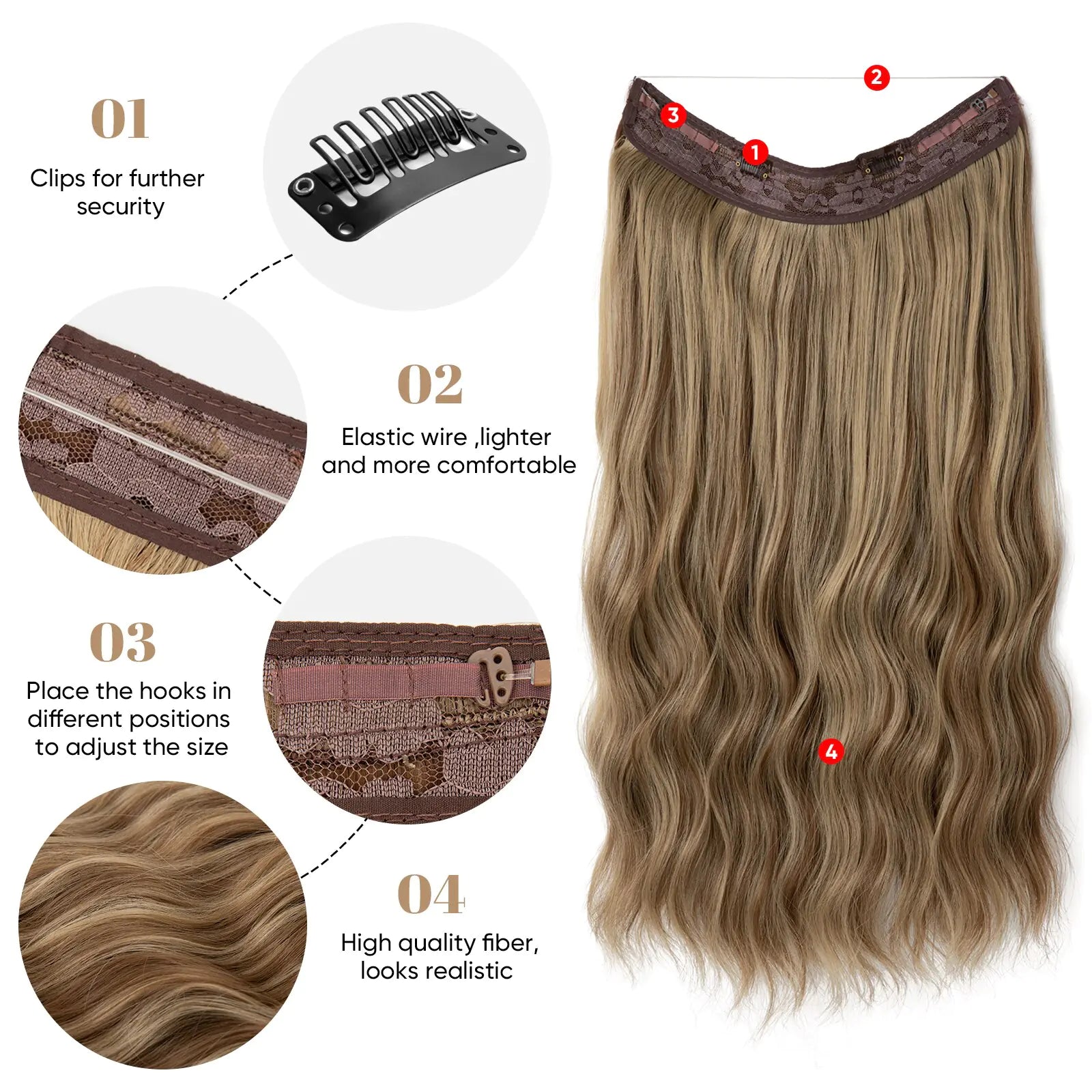 SARLA Synthetic Wave Clip-In Hair Extensions - PureSelect