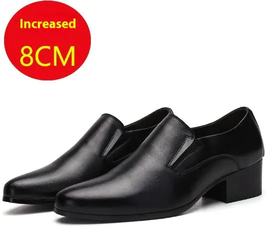 Genuine Leather Pointed Elevator Shoes for Men - PureSelect