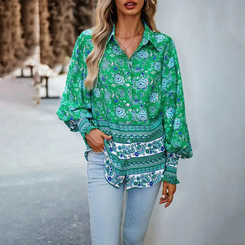 Women's Printed Shirt Women's Long Sleeve - PureSelect