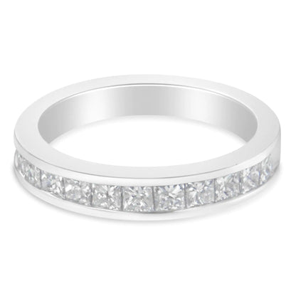 Women's 18K White Gold Princess Cut Diamond Band Ring (1 Cttw, G-H Color, SI1-SI2 Clarity) - PureSelect