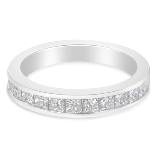 Women's 18K White Gold Princess Cut Diamond Band Ring (1 Cttw, G-H Color, SI1-SI2 Clarity) - PureSelect